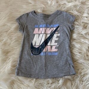 Nike Kids Gray and Blue Graphic Tee